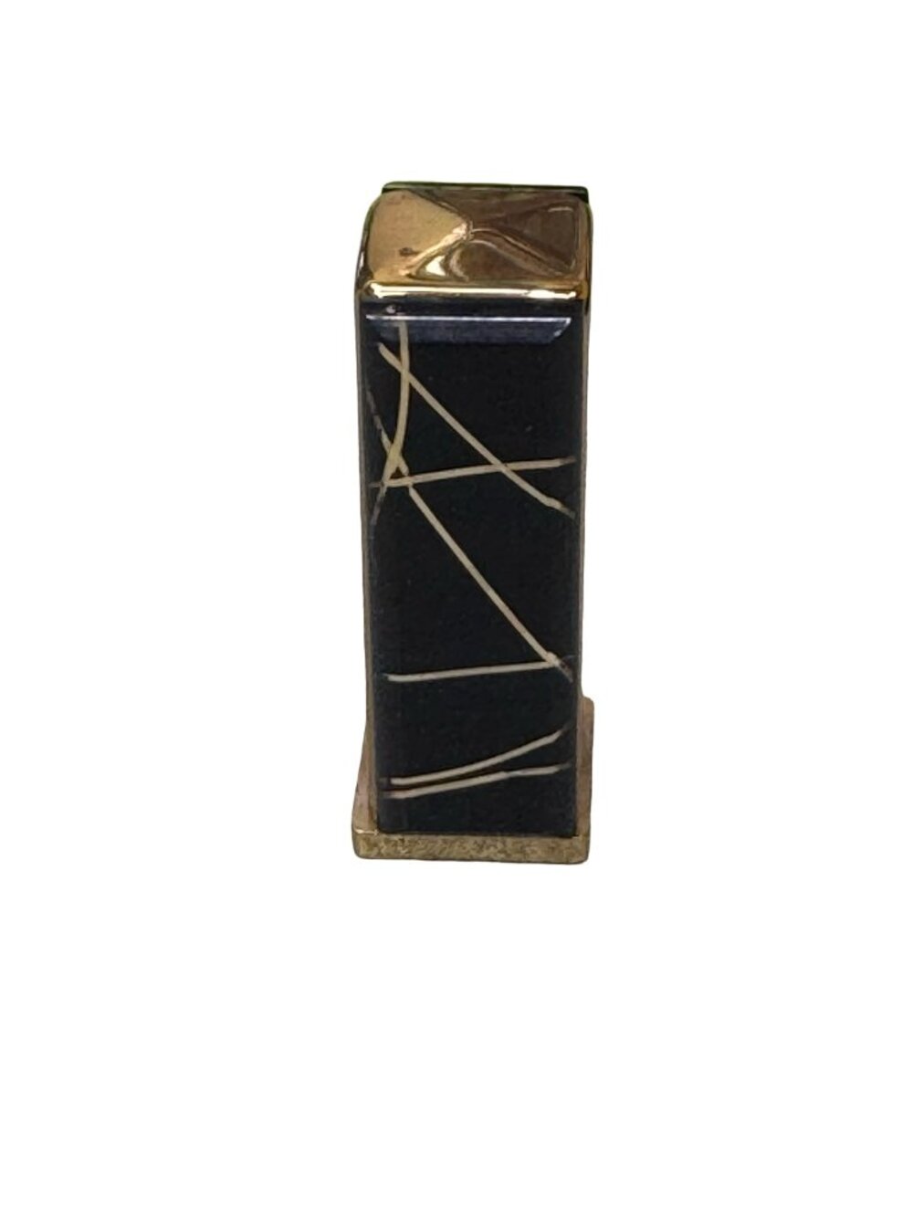 Vintage Vanstyle  Black & Gold Rectangular Lipstick Case Abstract Line 2" Tall